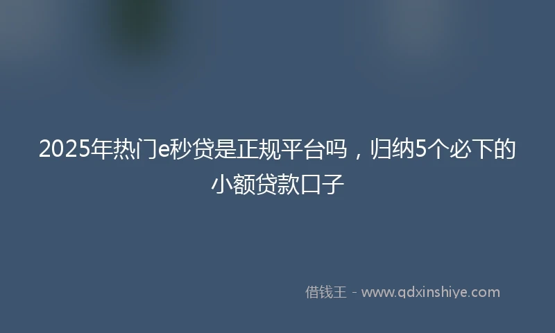 2025年热门e秒贷是正规平台吗，归纳5个必下的小额贷款口子