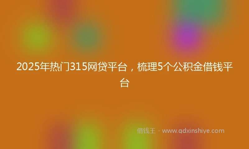 2025年热门315网贷平台,梳理5个公积金借钱平台