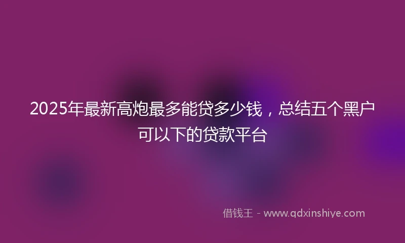 2025年最新高炮最多能贷多少钱，总结五个黑户可以下的贷款平台