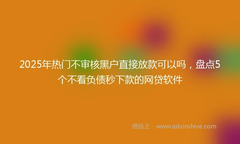 2025年热门不审核黑户直接放款可以吗，盘点5个不看负债秒下款的网贷软件