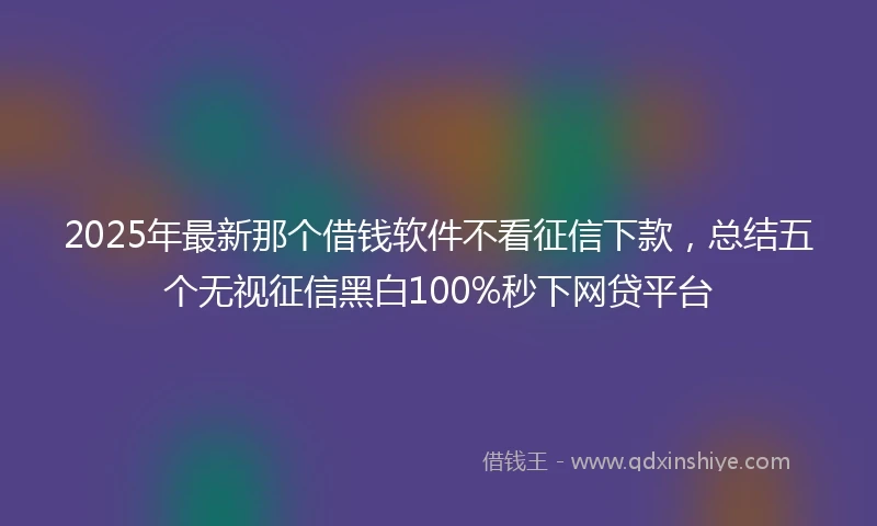 2025年最新那个借钱软件不看征信下款,总结五个无视征信黑白100%秒下网贷平台