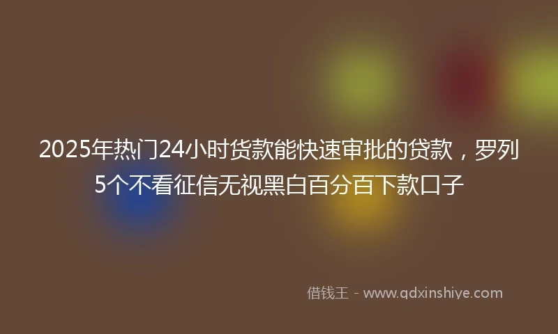 2025年热门24小时货款能快速审批的贷款，罗列5个不看征信无视黑白百分百下款口子