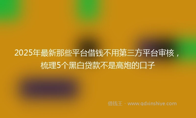 2025年最新那些平台借钱不用第三方平台审核，梳理5个黑白贷款不是高炮的口子
