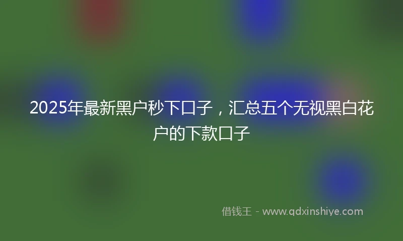 2025年最新黑户秒下口子，汇总五个无视黑白花户的下款口子