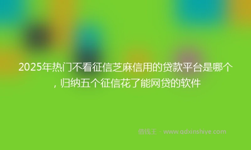 2025年热门不看征信芝麻信用的贷款平台是哪个,归纳五个征信花了能网贷的软件