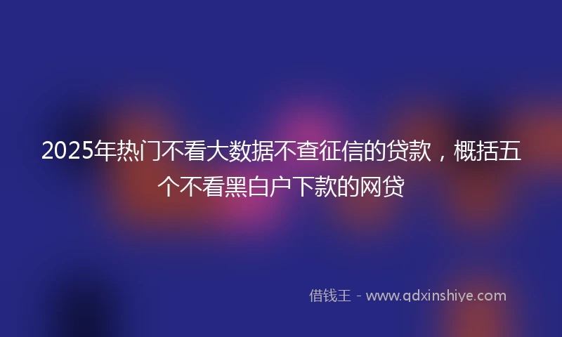 2025年热门不看大数据不查征信的贷款,概括五个不看黑白户下款的网贷
