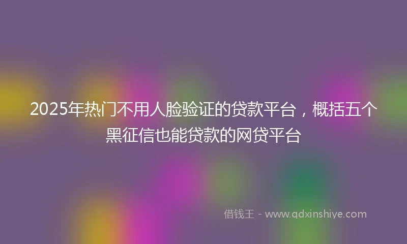 2025年热门不用人脸验证的贷款平台，概括五个黑征信也能贷款的网贷平台