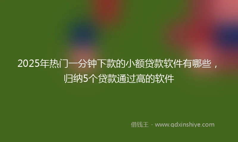 2025年热门一分钟下款的小额贷款软件有哪些，归纳5个贷款通过高的软件
