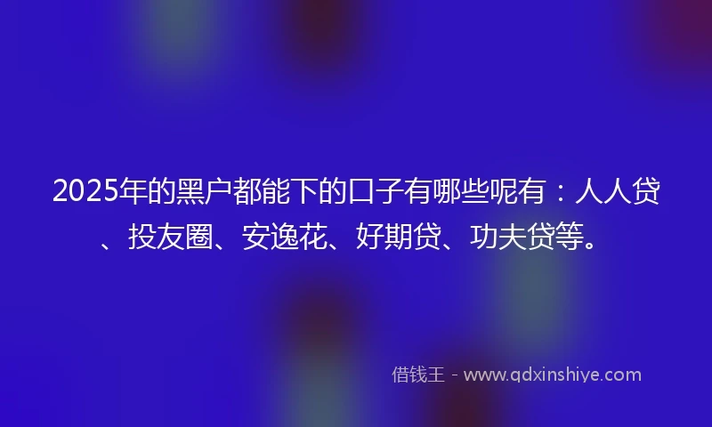 2025年的黑户都能下的口子有哪些呢有：人人贷、投友圈、安逸花、好期贷、功夫贷等。