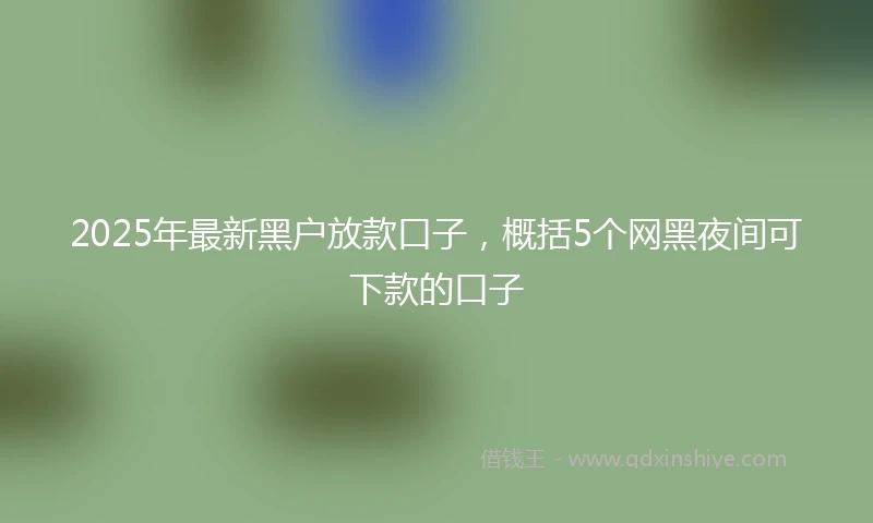 2025年最新黑户放款口子，概括5个网黑夜间可下款的口子