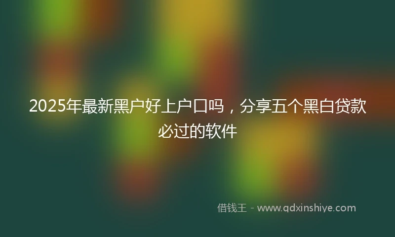 2025年最新黑户好上户口吗，分享五个黑白贷款必过的软件