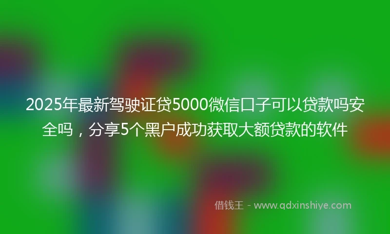 2025年最新驾驶证贷5000微信口子可以贷款吗安全吗，分享5个黑户成功获取大额贷款的软件
