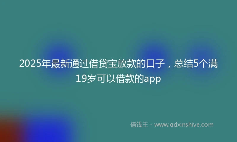 2025年最新通过借贷宝放款的口子，总结5个满19岁可以借款的app