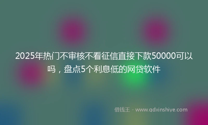 2025年热门不审核不看征信直接下款50000可以吗,盘点5个利息低的网贷软件