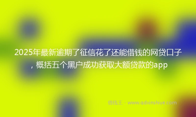 2025年最新逾期了征信花了还能借钱的网贷口子，概括五个黑户成功获取大额贷款的app