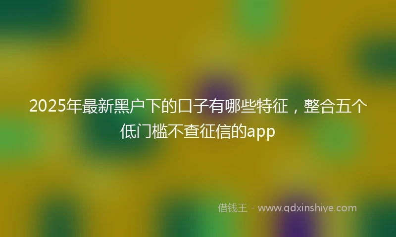 2025年最新黑户下的口子有哪些特征，整合五个低门槛不查征信的app