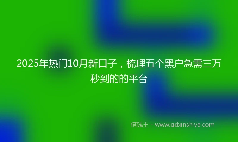 2025年热门10月新口子，梳理五个黑户急需三万秒到的的平台