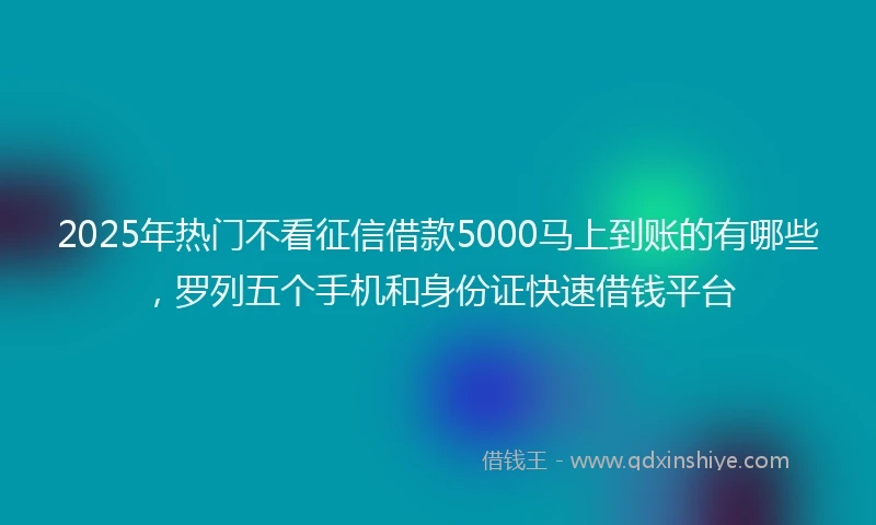 2025年热门不看征信借款5000马上到账的有哪些，罗列五个手机和身份证快速借钱平台