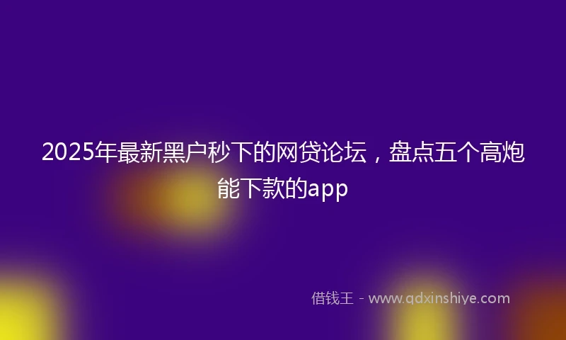 2025年最新黑户秒下的网贷论坛，盘点五个高炮能下款的app