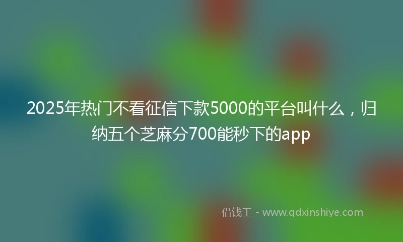 2025年热门不看征信下款5000的平台叫什么，归纳五个芝麻分700能秒下的app