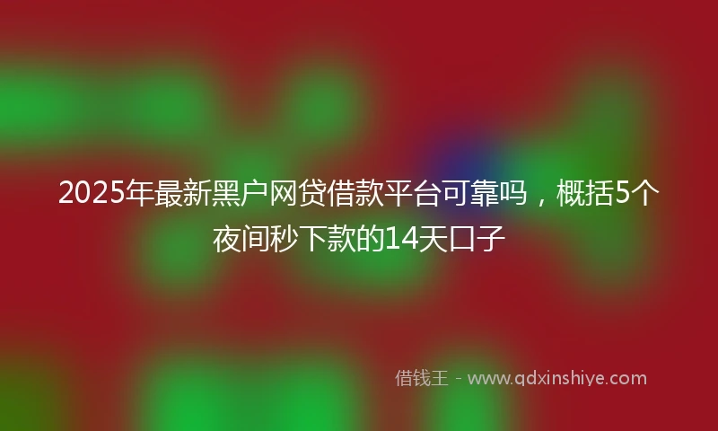 2025年最新黑户网贷借款平台可靠吗，概括5个夜间秒下款的14天口子