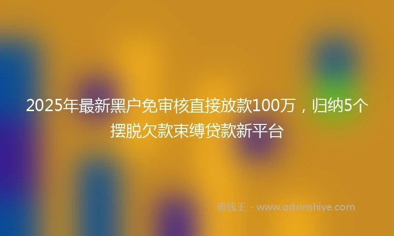2025年最新黑户免审核直接放款100万，归纳5个摆脱欠款束缚贷款新平台