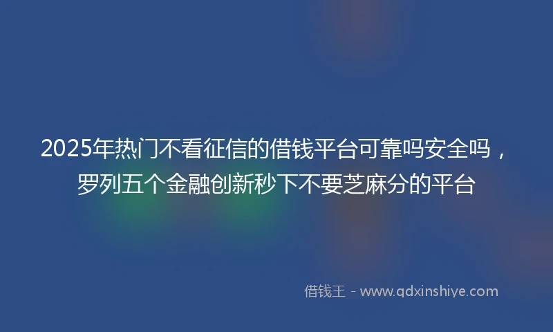 2025年热门不看征信的借钱平台可靠吗安全吗，罗列五个金融创新秒下不要芝麻分的平台