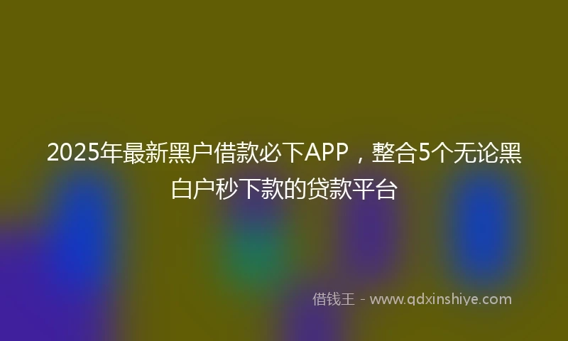 2025年最新黑户借款必下APP，整合5个无论黑白户秒下款的贷款平台