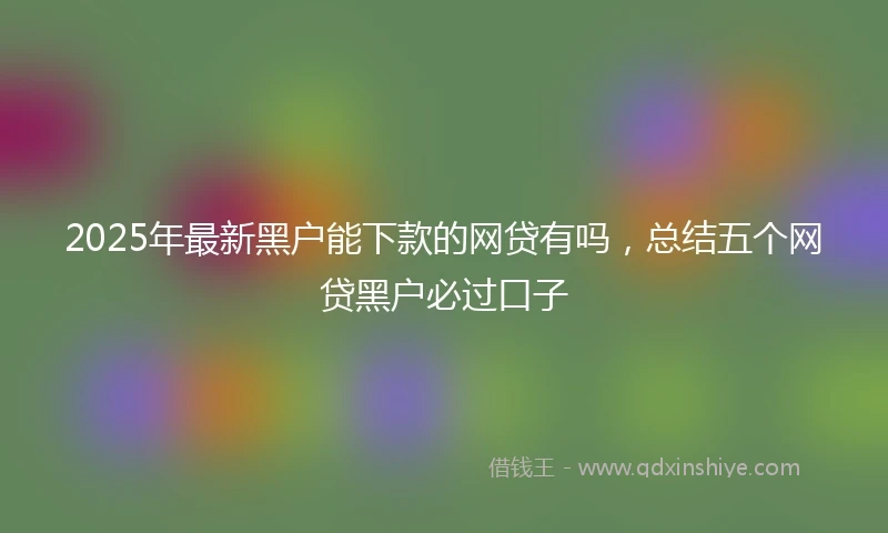 2025年最新黑户能下款的网贷有吗,总结五个网贷黑户必过口子