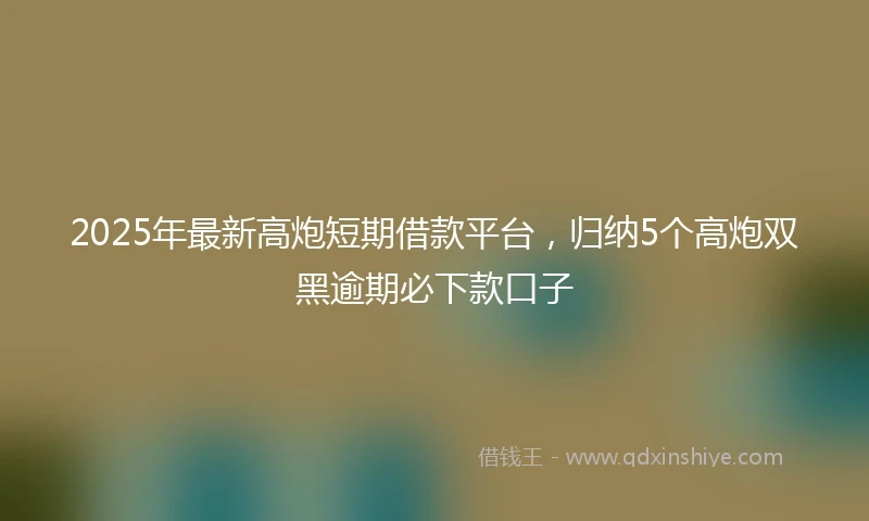 2025年最新高炮短期借款平台，归纳5个高炮双黑逾期必下款口子
