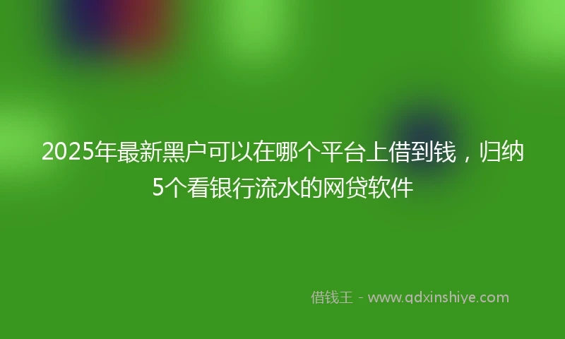 2025年最新黑户可以在哪个平台上借到钱，归纳5个看银行流水的网贷软件