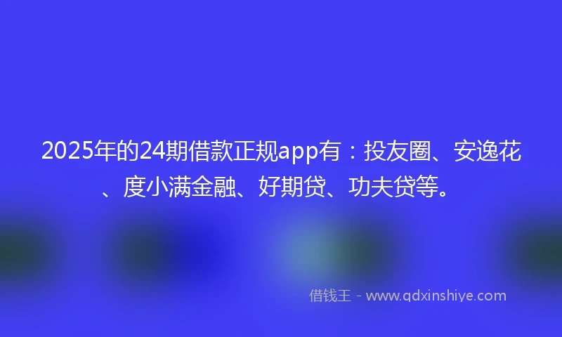 2025年的24期借款正规app有:投友圈、安逸花、度小满金融、好期贷、功夫贷等。