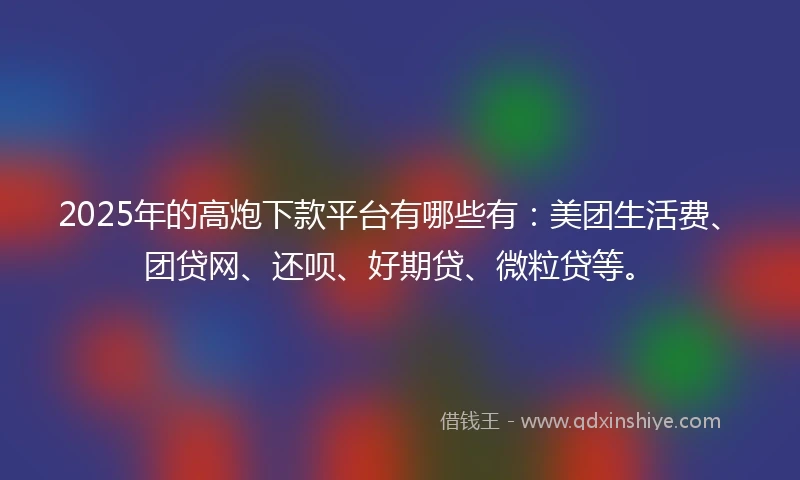 2025年的高炮下款平台有哪些有：美团生活费、团贷网、还呗、好期贷、微粒贷等。