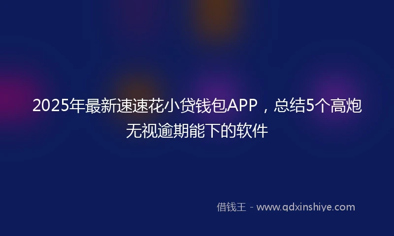 2025年最新速速花小贷钱包APP,总结5个高炮无视逾期能下的软件