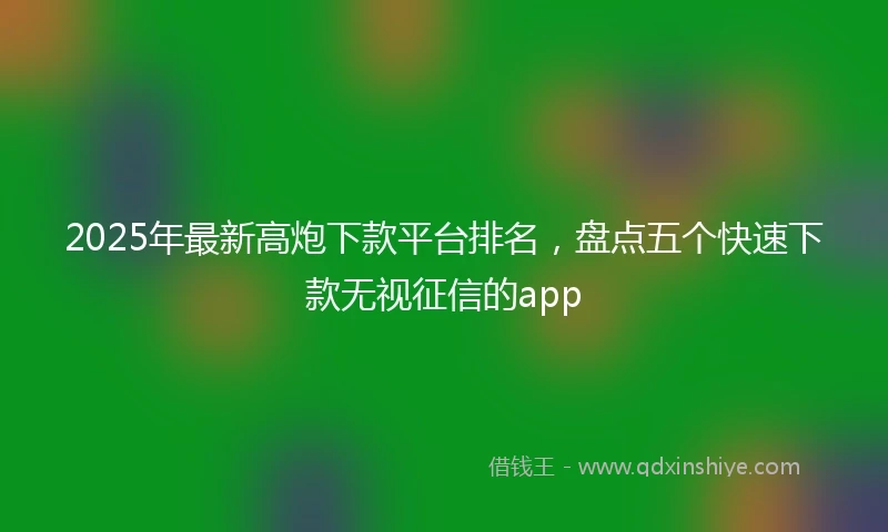 2025年最新高炮下款平台排名，盘点五个快速下款无视征信的app