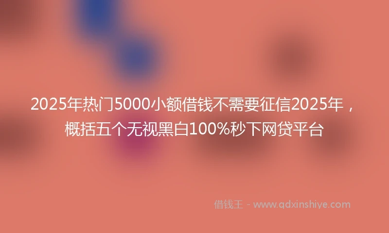 2025年热门5000小额借钱不需要征信2025年，概括五个无视黑白100%秒下网贷平台
