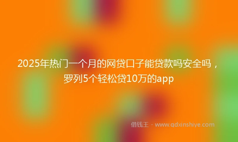 2025年热门一个月的网贷口子能贷款吗安全吗，罗列5个轻松贷10万的app