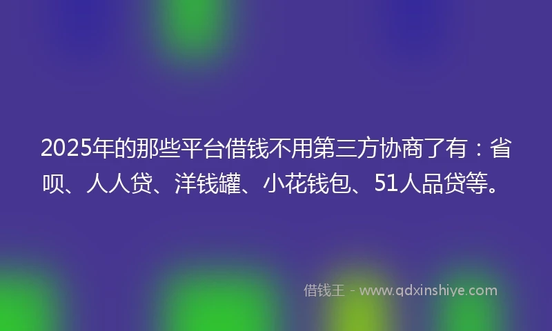 2025年的那些平台借钱不用第三方协商了有：省呗、人人贷、洋钱罐、小花钱包、51人品贷等。