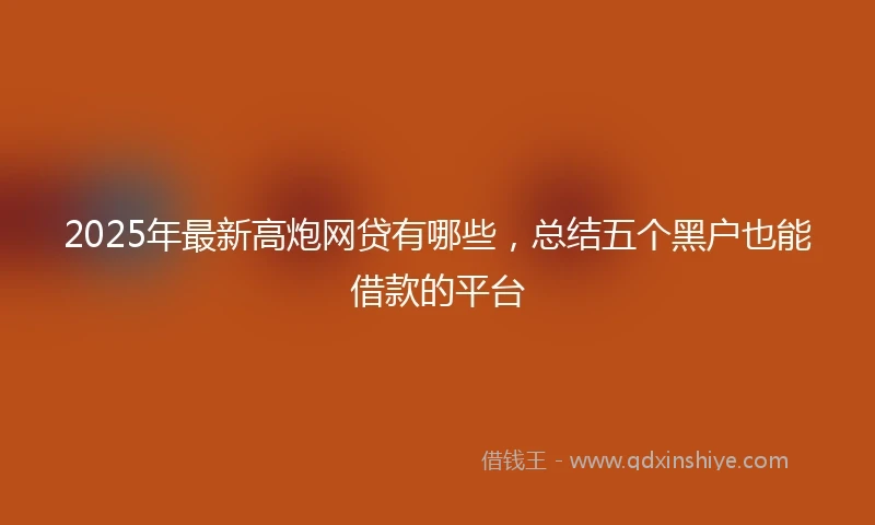 2025年最新高炮网贷有哪些，总结五个黑户也能借款的平台