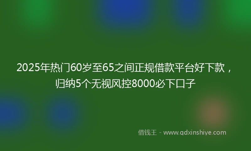 2025年热门60岁至65之间正规借款平台好下款,归纳5个无视风控8000必下口子