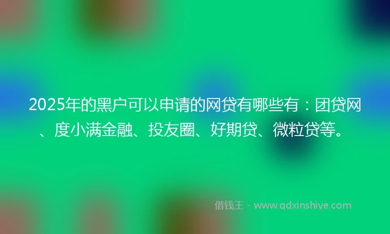 2025年的黑户可以申请的网贷有哪些有：团贷网、度小满金融、投友圈、好期贷、微粒贷等。