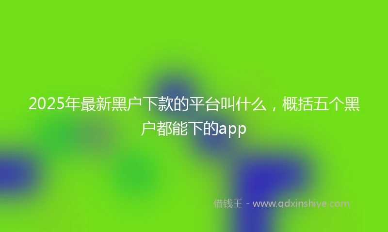 2025年最新黑户下款的平台叫什么,概括五个黑户都能下的app