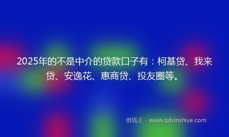 2025年的不是中介的贷款口子有：柯基贷、我来贷、安逸花、惠商贷、投友圈等。