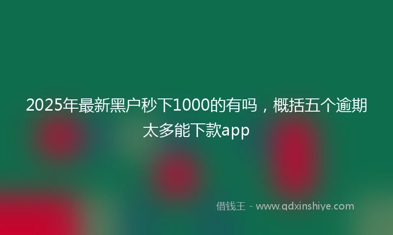 2025年最新黑户秒下1000的有吗，概括五个逾期太多能下款app