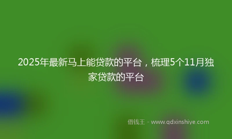 2025年最新马上能贷款的平台，梳理5个11月独家贷款的平台