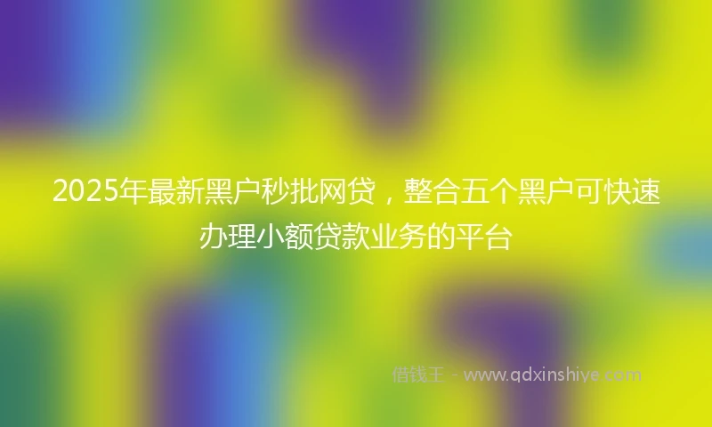 2025年最新黑户秒批网贷，整合五个黑户可快速办理小额贷款业务的平台