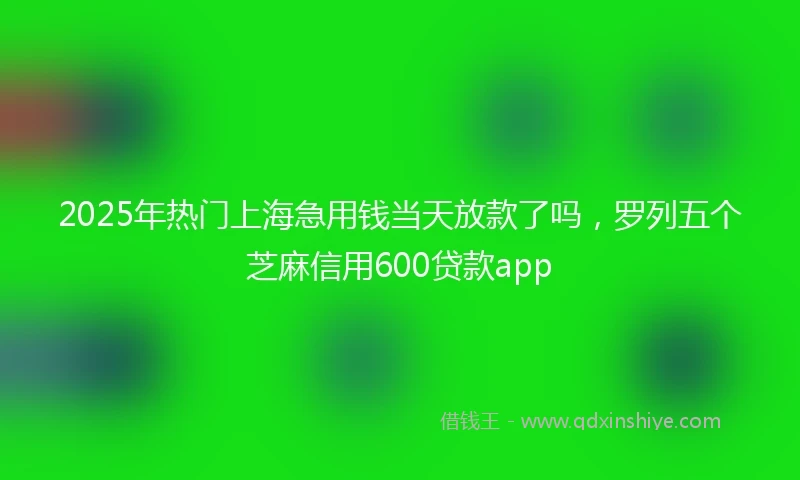 2025年热门上海急用钱当天放款了吗，罗列五个芝麻信用600贷款app