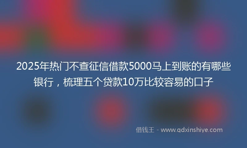 2025年热门不查征信借款5000马上到账的有哪些银行，梳理五个贷款10万比较容易的口子