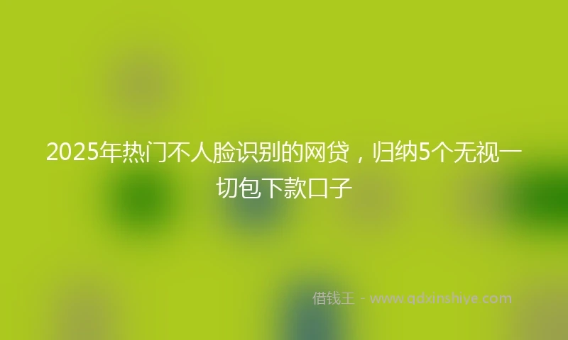 2025年热门不人脸识别的网贷，归纳5个无视一切包下款口子