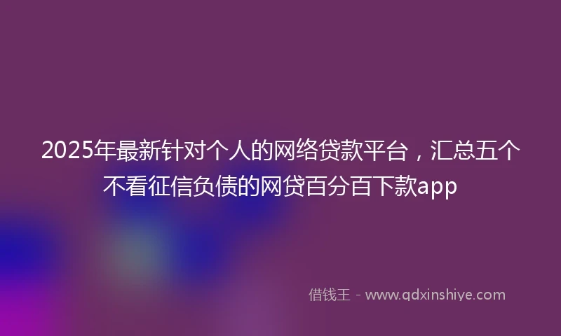 2025年最新针对个人的网络贷款平台，汇总五个不看征信负债的网贷百分百下款app